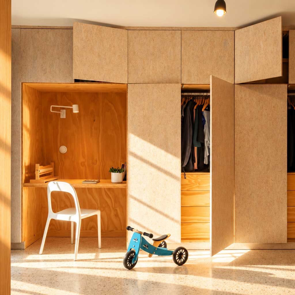 Escritorio integrado en una reforma integral de vivienda de diseño en Barcelona.