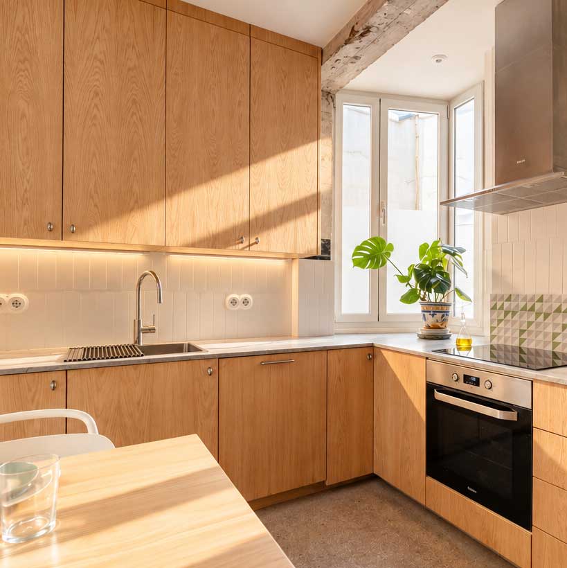 Cocina de Casa Raw, reforma integral de diseño en Barcelona de GYRA Architects